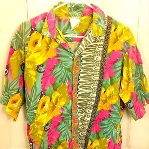 Mens Floral Hawaiian short sleeve button shirt size M
